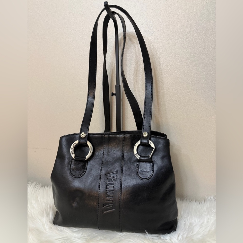 Valentina Black Shoulder Bag with Silver Accents